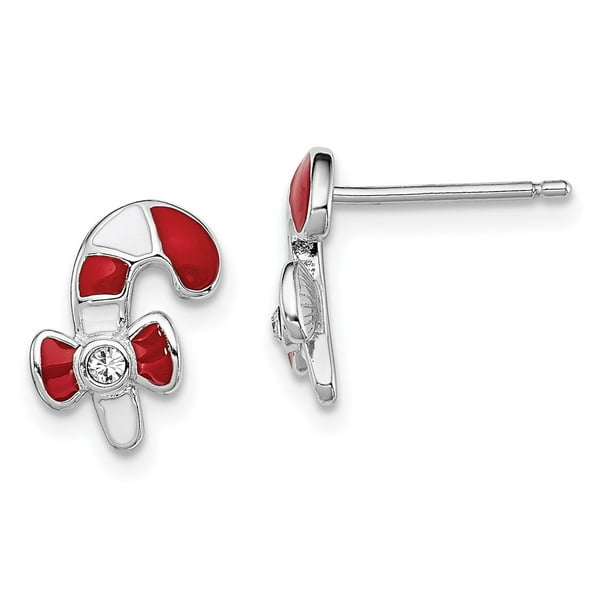 FB Jewels Solid Sterling Silver Polished Enamel Foot Post Earrings FB Jewels Solid Sterling Silver Polished Enamel Foot Post Earrings